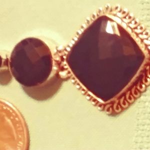 NWT-(FIRM)BLACK ONYX/ BEAUTIFUL DIAMOND CHECKERED CUT MOTIF. 925 SILVER. (R-55)